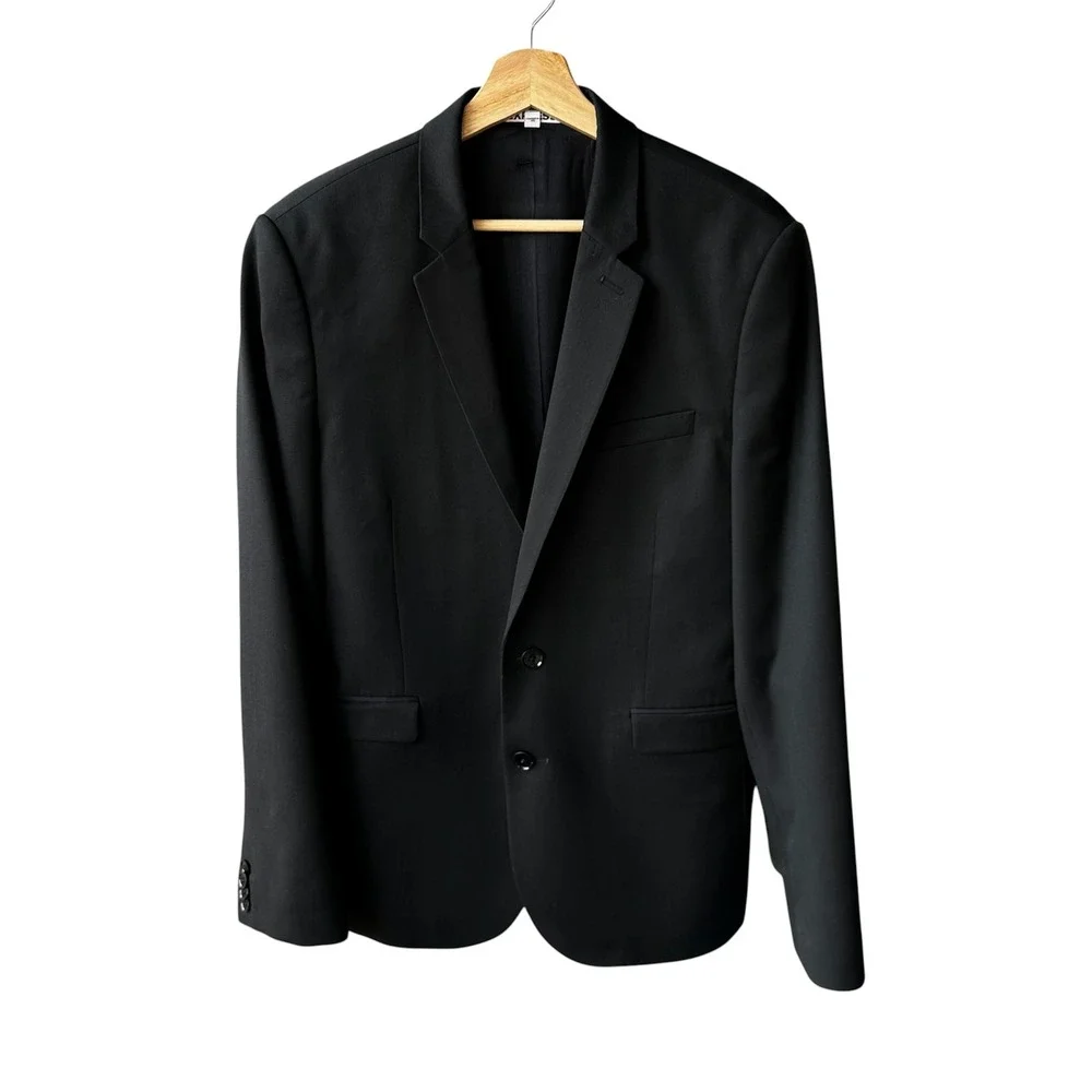 Express Blazer Jacket Innovator Skinny Fit Black Wool Blend Two Button Mens 40 R